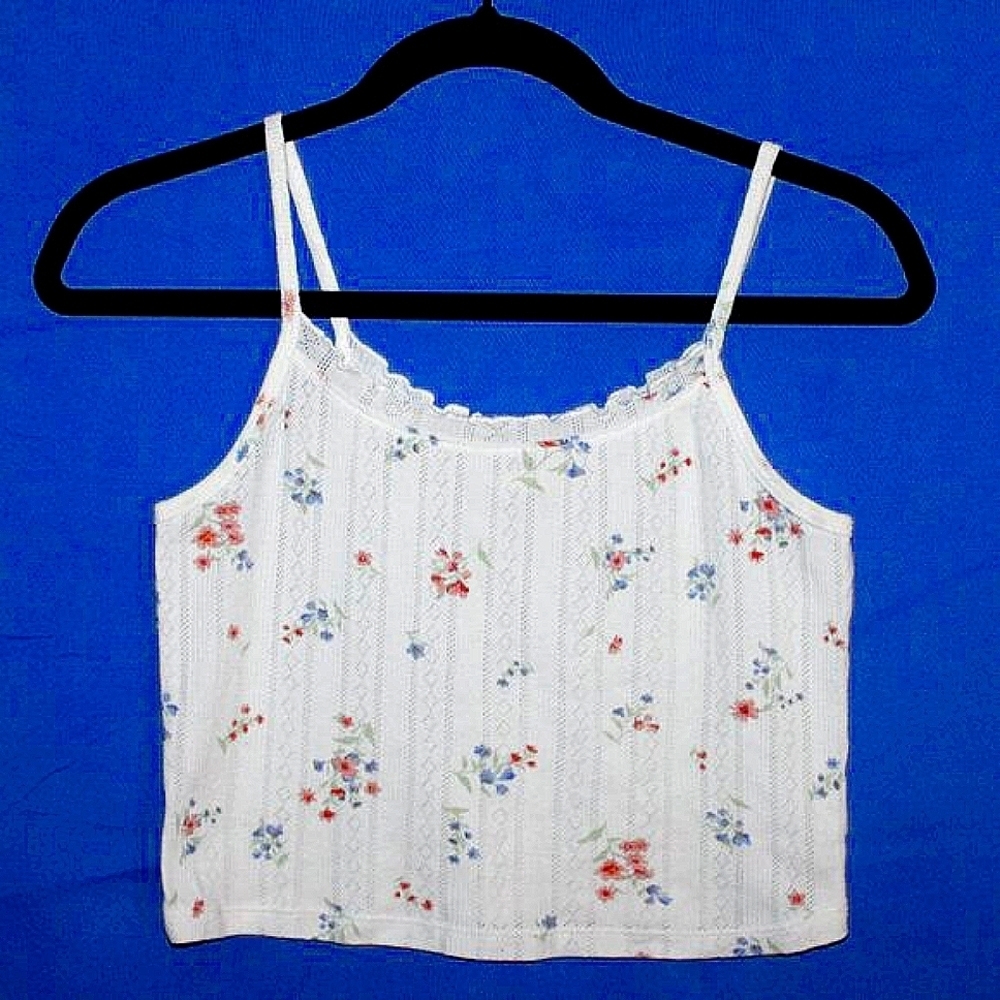 Pink Rose Floral Print Camisole Tank Top S